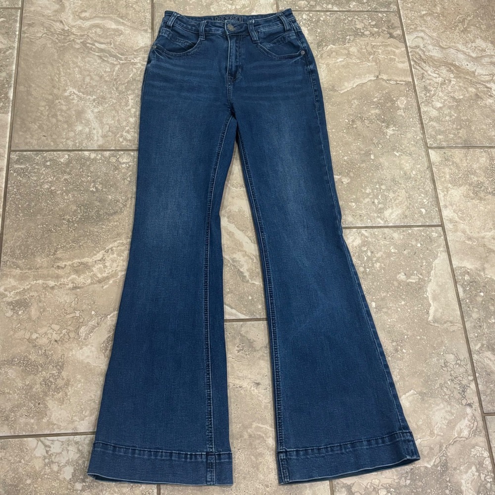 Rock & Roll Denim Womens High Rise Trouser Jeans Dark Wash 26x33 Blue